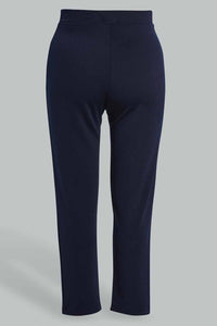 Redtag-Navy-Wide-Leg-Pant-With-Shiny-Button-Culottes-Women's-