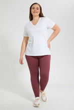 تنزيل الصورة على معرض الصور، Redtag-Burgandy-Basic-Legging-Leggings-Women&#39;s-
