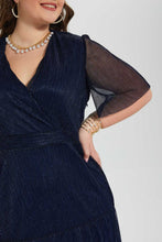 تنزيل الصورة على معرض الصور، Redtag-Navy-Shiny-Lurex-Maxi-Dress-Dresses-Women&#39;s-
