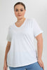 Redtag-White-S/S-V-Neck-T-Shirt-V-Neck-T-Shirts-Women's-