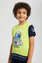 Load image into Gallery viewer, Redtag-Green-Spaceman-T-Shirt-Graphic-T-Shirts-Boys-2 to 8 Years
