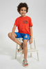 Redtag-Red-Placement-Print-Over-Size-T-Shirt-Graphic-T-Shirts-Boys-2 to 8 Years
