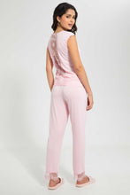 تنزيل الصورة على معرض الصور، Redtag-Pink-Plain-Pyjama-Set-With-Lace-Pyjama-Sets-Women&#39;s-
