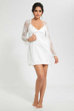 تنزيل الصورة على معرض الصور، Redtag-White-Lace-Robe-And-Chemise-Set-Robes-Women&#39;s-
