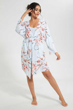 تنزيل الصورة على معرض الصور، Redtag-Grey-Floral-Printed-Robe-And-Chemise-Set-Robes-Women&#39;s-
