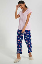 تنزيل الصورة على معرض الصور، Redtag-Navy-Floral-Printed-Pyjama-Set-Pyjama-Sets-Women&#39;s-
