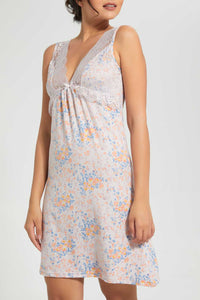 Redtag-Peach-Floral-Printed-Chemise-Chemises-Women's-