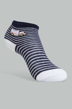 Load image into Gallery viewer, Redtag-Grey-Blue-And-Navy-Car-Print-Ankel-Length-Socks-(4-Pack)-Ankle-Socks-Infant-Boys-3 to 24 Months
