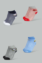 Load image into Gallery viewer, Redtag-Grey-Blue-And-Navy-Car-Print-Ankel-Length-Socks-(4-Pack)-Ankle-Socks-Infant-Boys-3 to 24 Months
