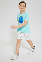 تنزيل الصورة على معرض الصور، Redtag-White-Aop-Rib-Waistband-Short-Shorts-Boys-2 to 8 Years
