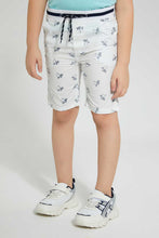 تنزيل الصورة على معرض الصور، Redtag-White-Aop-Rib-Waistband-Short-Shorts-Boys-2 to 8 Years
