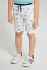 Redtag-White-Aop-Rib-Waistband-Short-Shorts-Boys-2 to 8 Years