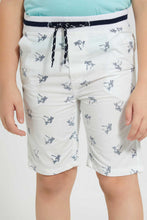 تنزيل الصورة على معرض الصور، Redtag-White-Aop-Rib-Waistband-Short-Shorts-Boys-2 to 8 Years
