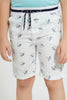 Redtag-White-Aop-Rib-Waistband-Short-Shorts-Boys-2 to 8 Years