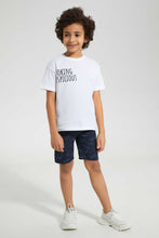 Load image into Gallery viewer, Redtag-Navy-Aop-Rib-Waistband-Short-Chino-Shorts-Boys-2 to 8 Years
