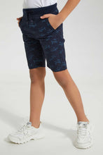 Load image into Gallery viewer, Redtag-Navy-Aop-Rib-Waistband-Short-Chino-Shorts-Boys-2 to 8 Years
