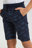 Redtag-Navy-Aop-Rib-Waistband-Short-Chino-Shorts-Boys-2 to 8 Years