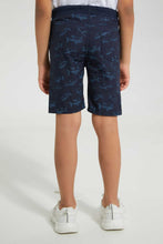 Load image into Gallery viewer, Redtag-Navy-Aop-Rib-Waistband-Short-Chino-Shorts-Boys-2 to 8 Years
