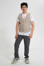 Load image into Gallery viewer, Redtag-Beige-Check-Casual-Trouser-Pants-Jogger-Fit-Senior-Boys-9 to 14 Years
