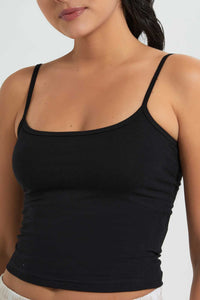 Redtag-Black-Plain-Half-Strappy-Vest-Vests-Women's-