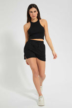 Load image into Gallery viewer, Black Ribbed Crop Vest
