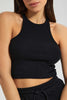 Black Ribbed Crop Vest