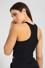 Load image into Gallery viewer, Black Ribbed Crop Vest
