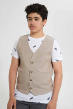 Load image into Gallery viewer, Redtag-Beige-Waist-Coast-With-Allover-Print-T-Shirt-Sets-Senior-Boys-9 to 14 Years
