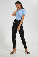 Load image into Gallery viewer, Redtag-Blue-Basic-Puff-Sleeve-Top-Tops-Women&#39;s-
