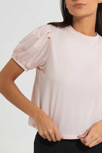 Redtag-Pink-Basic-Puff-Sleeve-Top-Tops-Women's-