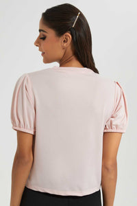 Redtag-Pink-Basic-Puff-Sleeve-Top-Tops-Women's-