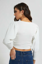 تنزيل الصورة على معرض الصور، Redtag-White-Puff-Sleeve-Square-Neck-Top-Tops-Women&#39;s-
