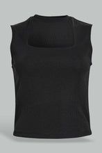 تنزيل الصورة على معرض الصور، Redtag-Black-Top-Square-Cut-Neckline-Top-Tops-Women&#39;s-
