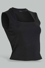 تنزيل الصورة على معرض الصور، Redtag-Black-Top-Square-Cut-Neckline-Top-Tops-Women&#39;s-
