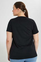 تنزيل الصورة على معرض الصور، Redtag-Black-Sequin-T-Shirt-Graphic-T-Shirts-Women&#39;s-
