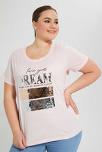 تنزيل الصورة على معرض الصور، Redtag-Pink-Sequin-T-Shirt-Graphic-T-Shirts-Women&#39;s-
