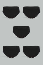 Load image into Gallery viewer, Redtag-Black-Plain-Boyleg-Brief-(5-Pack)-365,-Category:Briefs,-Colour:Black,-ESS,-Filter:Women&#39;s-Clothing,-New-In,-New-In-Women-APL,-Non-Sale,-Section:Women,-Women-Briefs-Women&#39;s-
