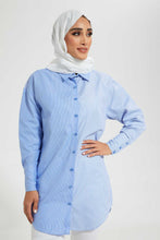 تنزيل الصورة على معرض الصور، Redtag-Blue-&amp;-White-Collar-Stripes-Shirt-Stripes-Blouses-Women&#39;s-
