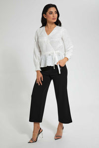 Redtag-Ivory-Satin-Jacquard-Peplum-Blouse-Blouses-Women's-