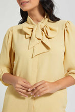 Load image into Gallery viewer, Redtag-Cream-Tie-Neck-Blouse-Blouses-Women&#39;s-
