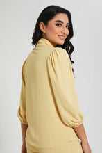 Load image into Gallery viewer, Redtag-Cream-Tie-Neck-Blouse-Blouses-Women&#39;s-
