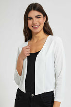 Load image into Gallery viewer, Redtag-White-Cropped-Jacket-Jackets-Women&#39;s-
