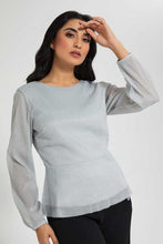 Load image into Gallery viewer, Redtag-Silver-Jersey-Long-Sleeve-Top-Tops-Women&#39;s-
