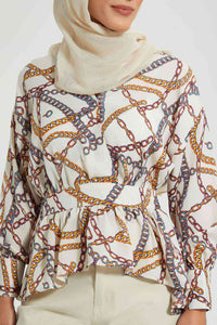 Redtag-Cream-Chain-Print-Blouse-Blouses-Women's-