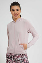 تنزيل الصورة على معرض الصور، Redtag-Pink-Zip-Through-SweaT-Shirt-Active-Sweatshirts-Women&#39;s-
