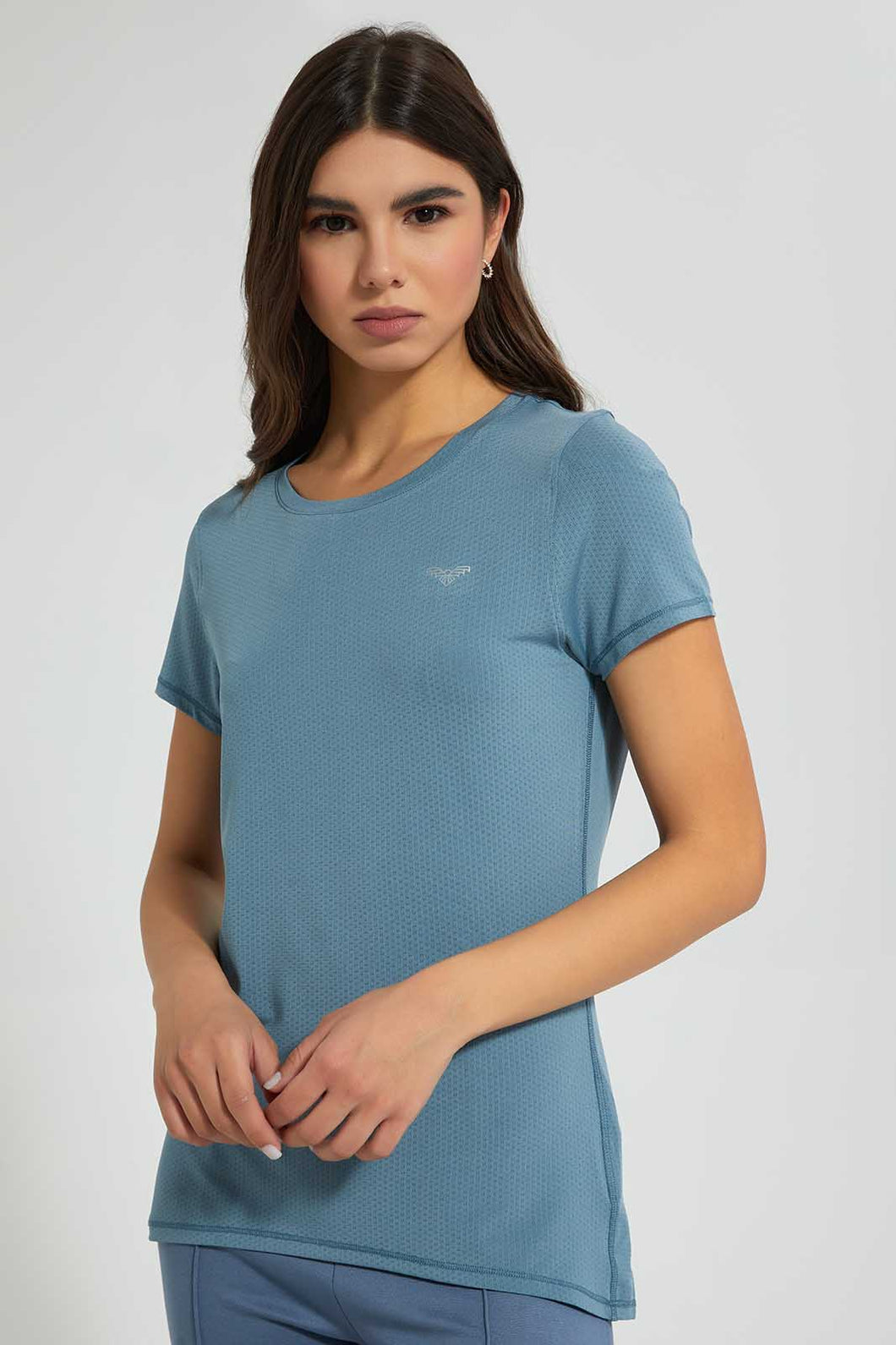 Blue Placement Print Active T-Shirt