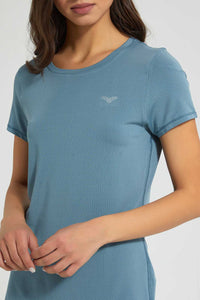 Blue Placement Print Active T-Shirt