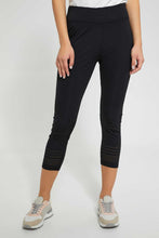 Load image into Gallery viewer, Redtag-Black-Active-Pant-With-Laser-Cut@-Bottom-Joggers-Women&#39;s-
