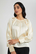 Load image into Gallery viewer, Redtag-Cream-Satin-Blouse-Blouses-Women&#39;s-
