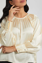 Load image into Gallery viewer, Redtag-Cream-Satin-Blouse-Blouses-Women&#39;s-
